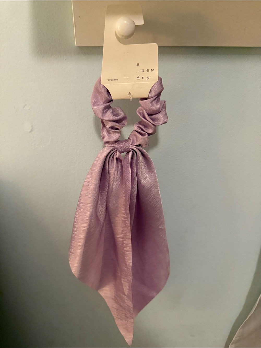 NWT a new day Lavender Satin Scarf Scrunchie with Tails for ponytails or buns